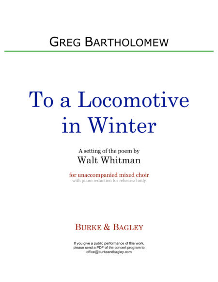 Free Sheet Music To A Locomotive In Winter