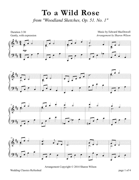 Free Sheet Music To A Wild Rose Piano Solo