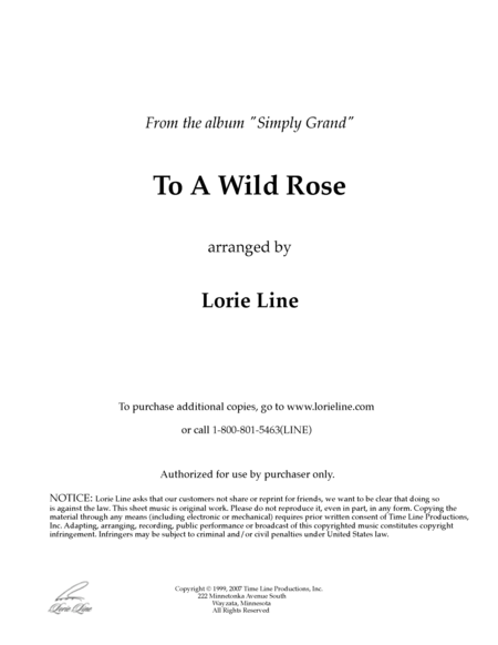 To A Wild Rose Sheet Music