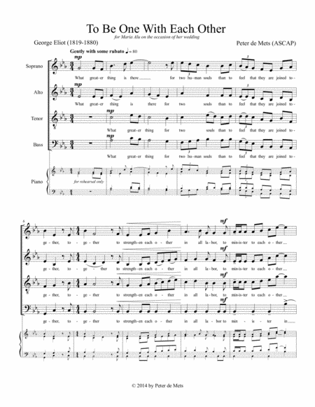 Free Sheet Music To Be One With Each Other