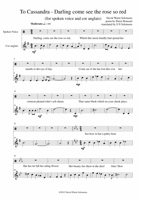 Free Sheet Music To Cassandra For Cor Anglais And Narrator