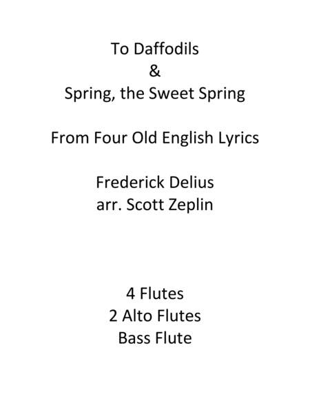 To Daffodils Spring The Sweet Spring Sheet Music