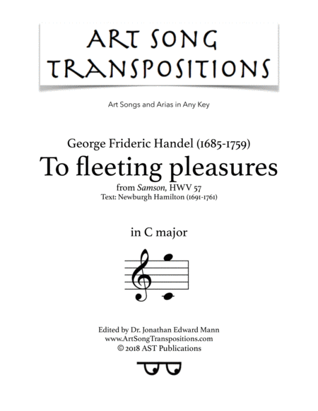 To Fleeting Pleasures C Major Sheet Music