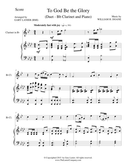 To God Be The Glory Duet Bb Clarinet And Piano Score And Parts Sheet Music