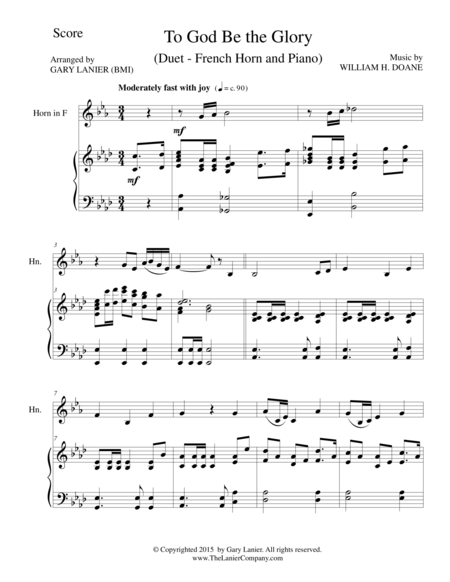 Free Sheet Music To God Be The Glory Duet French Horn And Piano Score And Parts