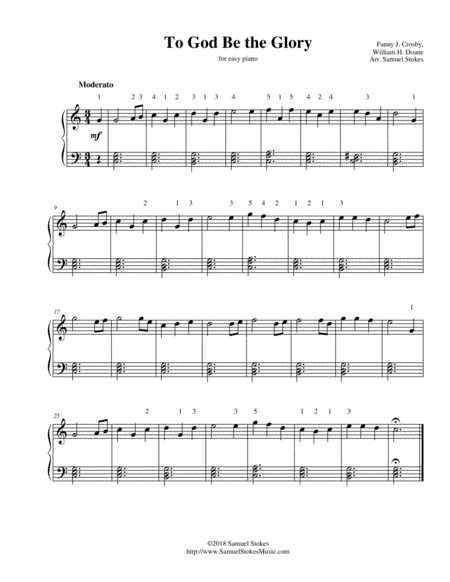 To God Be The Glory For Easy Piano Sheet Music