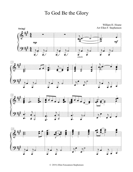 To God Be The Glory Piano Solo Sheet Music