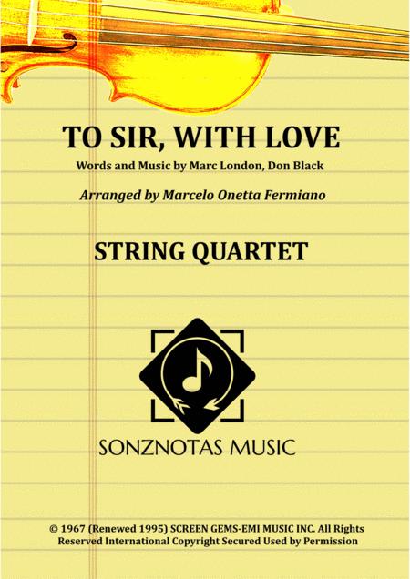 To Sir With Love Sheet Music For String Quartet Score And Parts Sheet Music