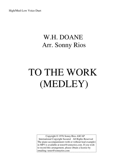 Free Sheet Music To The Work Medley