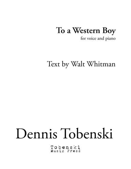 To Western Boy Sheet Music