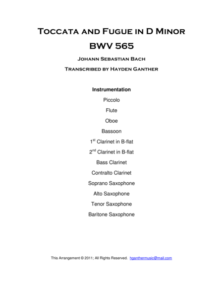 Toccata And Fugue In D Minor Sheet Music