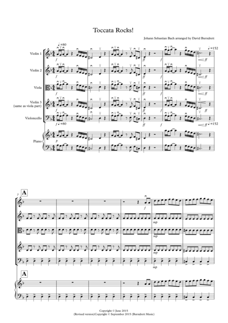 Toccata By Bach Rocks For String Quartet Sheet Music