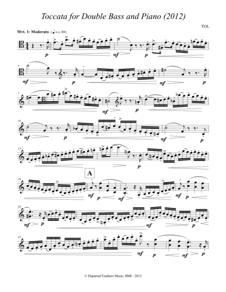 Free Sheet Music Toccata For Double Bass And Piano 2012 Bass Part