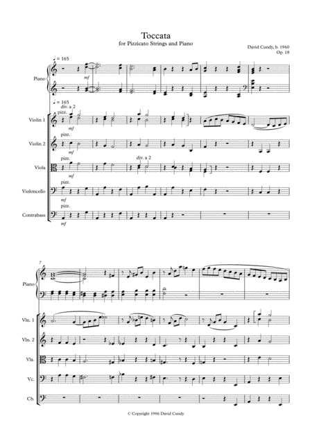 Toccata For Piano And Pizzicato Strings Op 18 Sheet Music