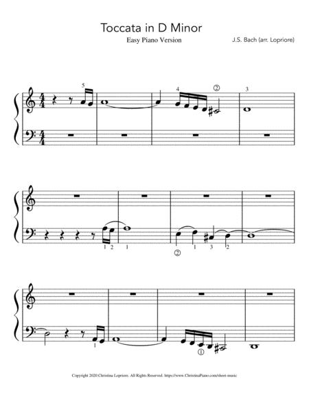 Toccata In D Minor By J Bach Bwv 565 Easy Piano Sheet Music