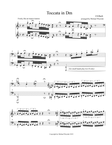 Free Sheet Music Toccata In Dm
