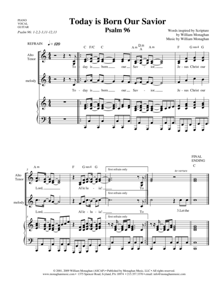 Today Is Born Our Savior Psalm 96 Sheet Music