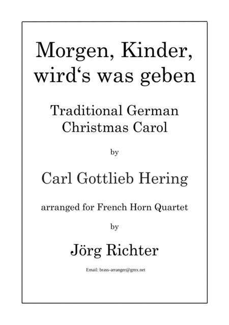 Free Sheet Music Tomorrow Children There Will Be Something Morgen Kinder Wirds Was Geben For French Horn Quartet