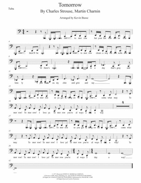 Tomorrow Easy Key Of C Tuba Sheet Music