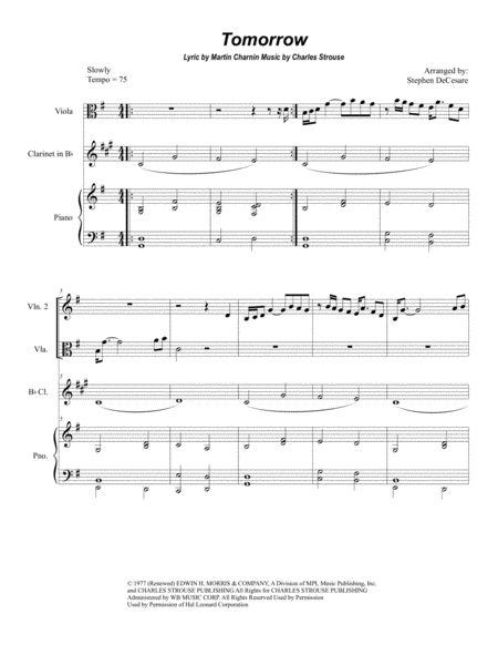 Free Sheet Music Tomorrow For String Quartet