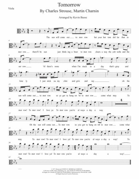 Free Sheet Music Tomorrow Original Key Viola