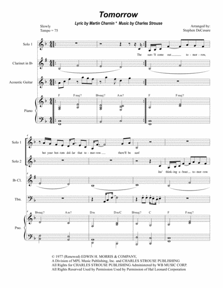 Free Sheet Music Tomorrow Vocal Duet With Chamber Instruments