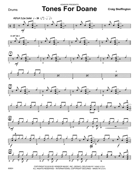 Tones For Doane Drum Set Sheet Music