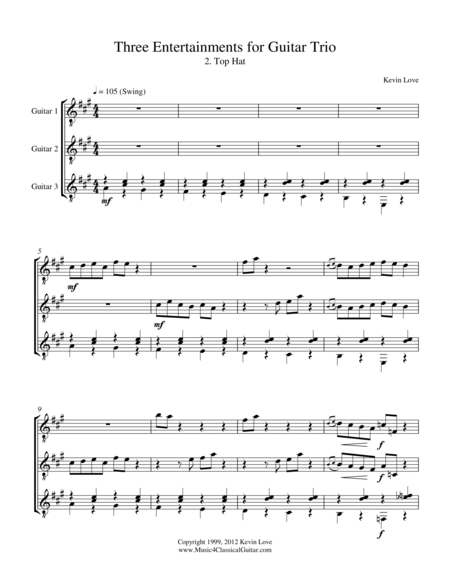 Top Hat Guitar Trio Score And Parts Sheet Music