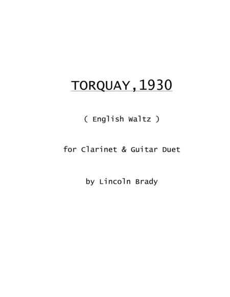 Torquay 1930 Clarinet Guitar Duet Sheet Music