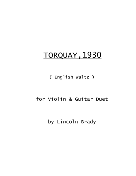 Torquay 1930 Violin Guitar Duet Sheet Music