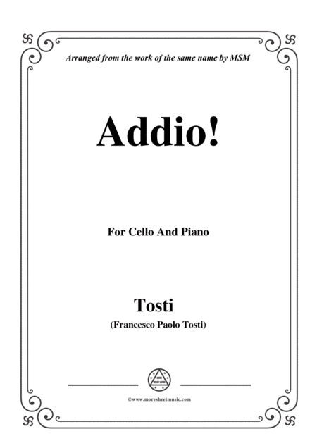 Tosti Addio For Cello And Piano Sheet Music