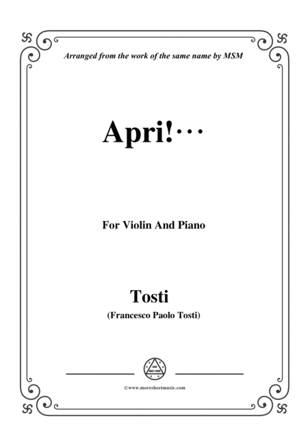 Tosti Apri For Violin And Piano Sheet Music