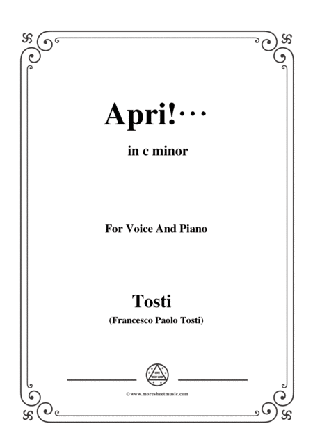 Tosti Apri In C Minor For Voice And Piano Sheet Music