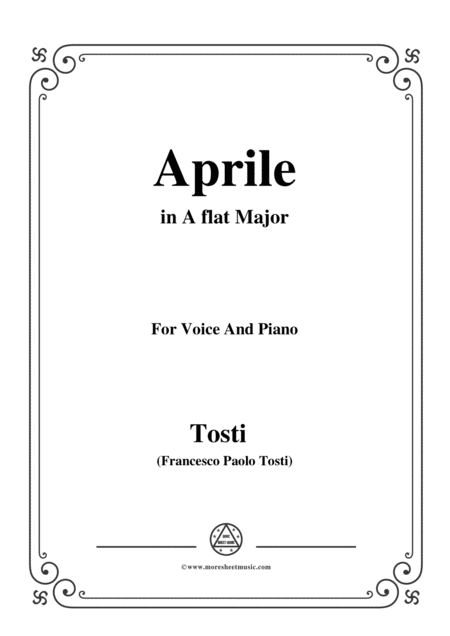 Tosti Aprile In A Flat Major For Voice And Piano Sheet Music