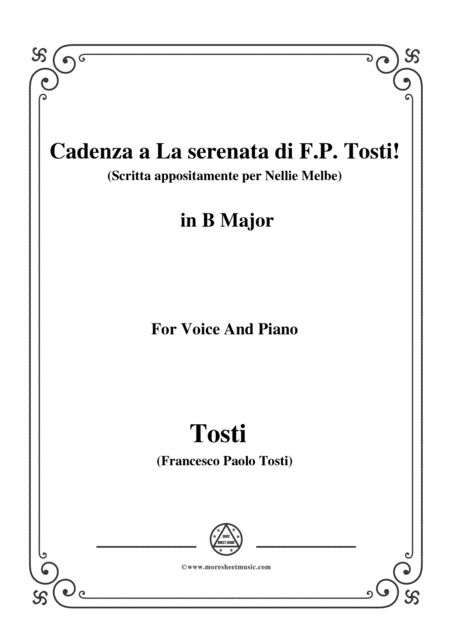 Free Sheet Music Tosti Cadenza A La Serenata Scritta Appositamente Per Nellie Melbe In B Major For Voice And Piano
