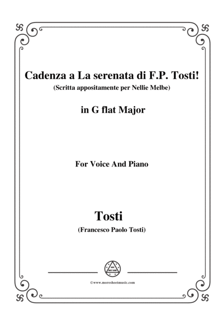 Tosti Cadenza A La Serenata Scritta Appositamente Per Nellie Melbe In G Flat Major For Voice And Piano Sheet Music