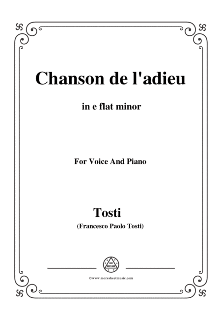 Tosti Chanson De L Adieu In E Flat Minor For Voice And Piano Sheet Music