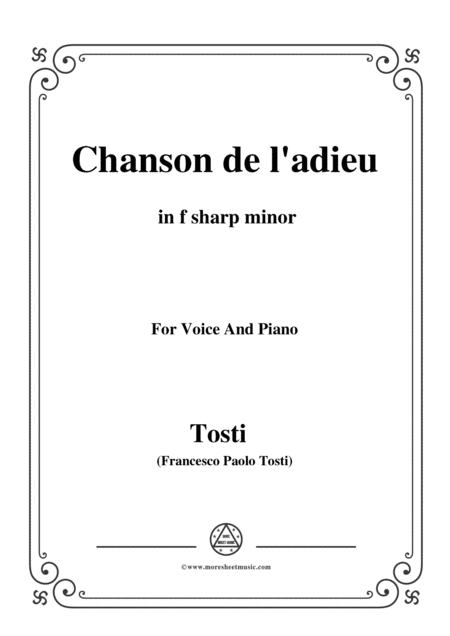 Tosti Chanson De L Adieu In F Sharp Minor For Voice And Piano Sheet Music