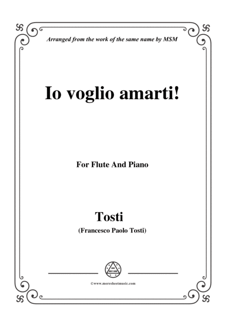 Tosti Io Voglio Amarti For Flute And Piano Sheet Music