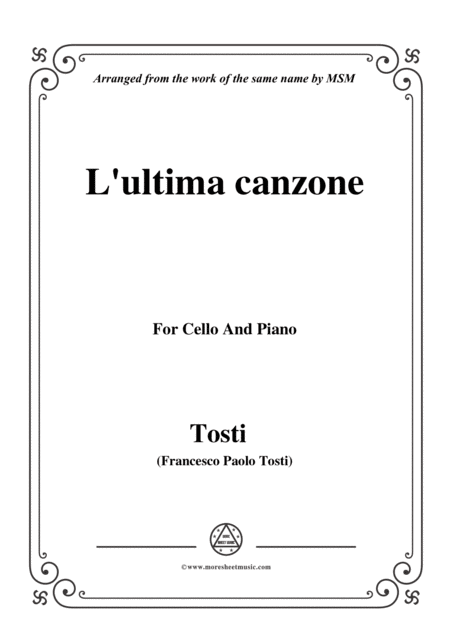 Tosti L Ultima Canzone For Cello And Piano Sheet Music