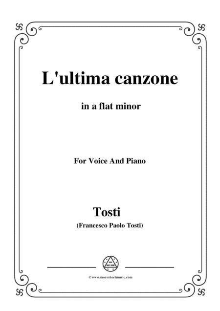 Tosti L Ultima Canzone In A Flat Minor For Voice And Piano Sheet Music