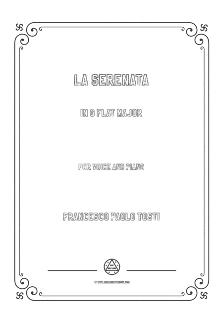 Tosti La Serenata In G Flat Major For Voice And Piano Sheet Music