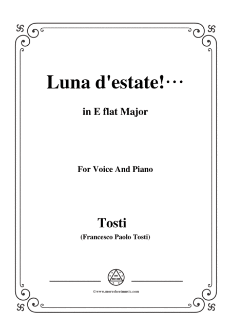 Tosti Luna D Estate In E Flat Major For Voice And Piano Sheet Music