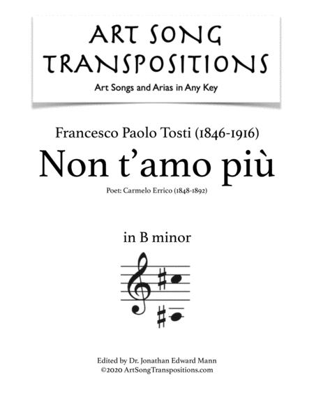 Free Sheet Music Tosti Nont Amo Pi Transposed To B Minor