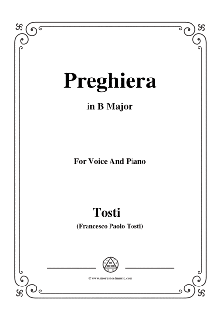 Free Sheet Music Tosti Preghiera In B Major For Voice And Piano