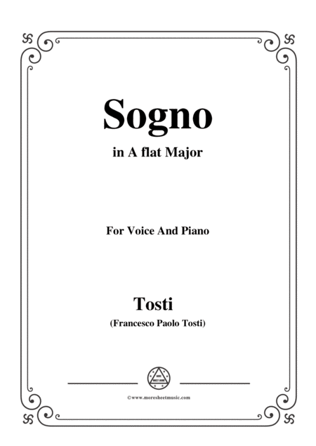 Tosti Sogno In A Flat Major For Voice And Piano Sheet Music