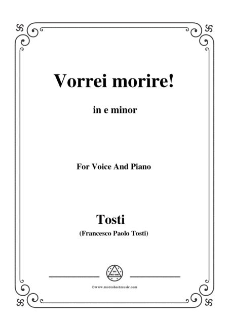 Free Sheet Music Tosti Vorrei Morire In E Minor For Voice And Piano