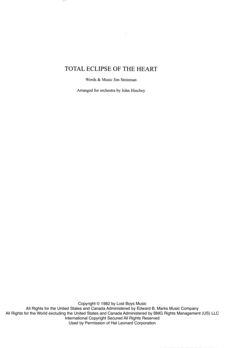 Total Eclipse Of The Heart Sheet Music