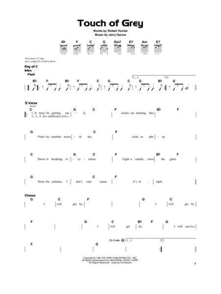 Free Sheet Music Touch Of Grey