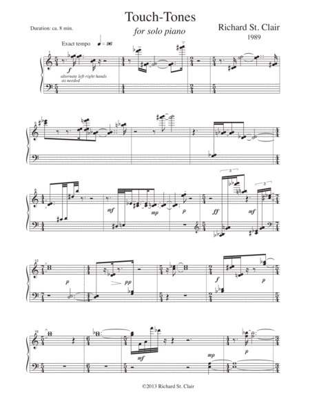 Touch Tones For Solo Piano 1989 Sheet Music